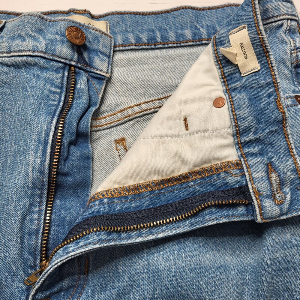 Madewell Balloon Jeans Cropped Medium Light Wash Baggy Curved Barrel Leg 29 - Picture 7 of 11